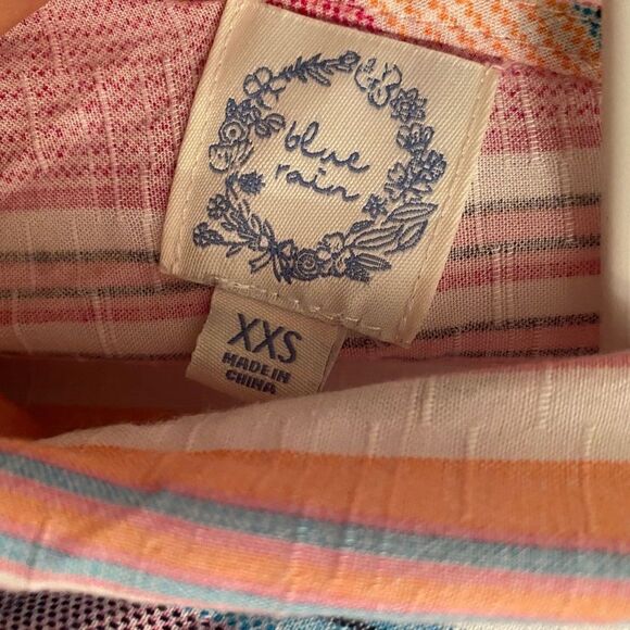 Blue Rain Amie Tie Backless Butterfly Sleeve Belted Rainbow Striped Romper XXS - Picture 6 of 7